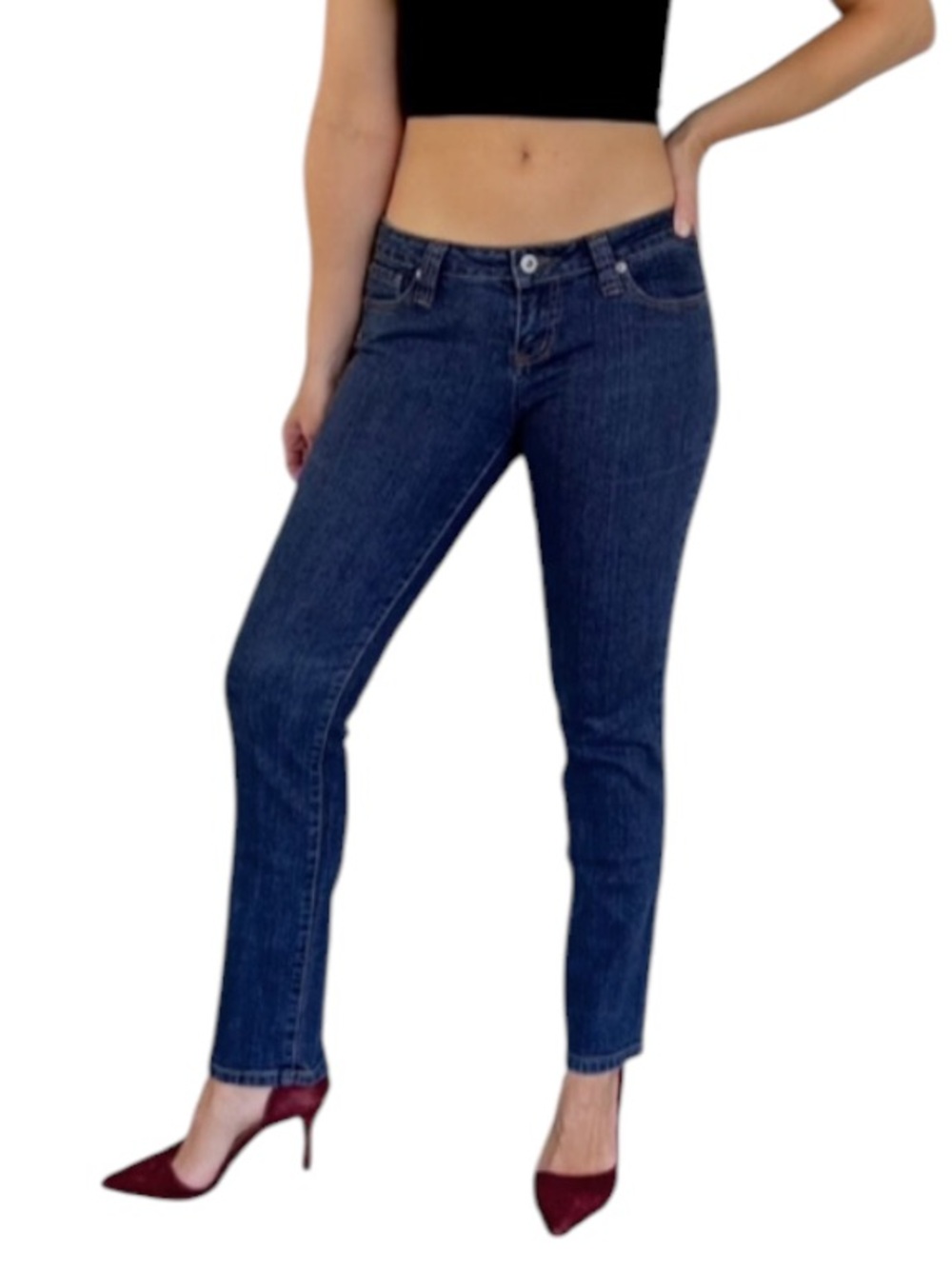Blue Asphalt low rise dark wash skinny straight jeans size 9S